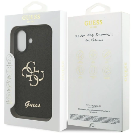Guess Fixed Glitter Big 4G Hülle für iPhone 17 - Schwarz