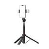 Selfie Stick WC12YDS Teleskopstativ 1,3 m aus Aluminiumlegierung mit Dual-Licht und Telefonhalter – Schwarz