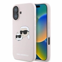 Karl Lagerfeld Silikonhülle Heads Print MagSafe für iPhone 16 - Rosa