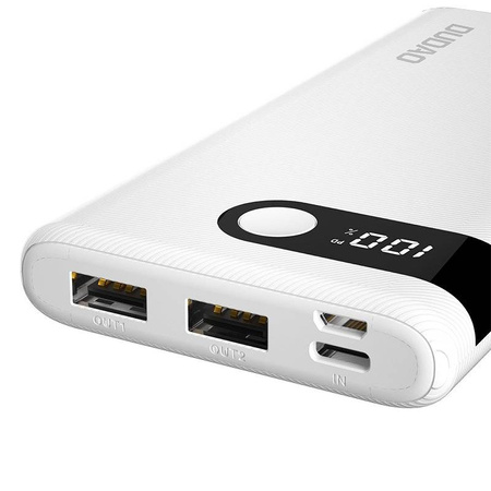 Dudao power bank 10000 mAh 2x USB / USB Typ C / micro USB 2 A z ekranem LED czarny (K9Pro-02)