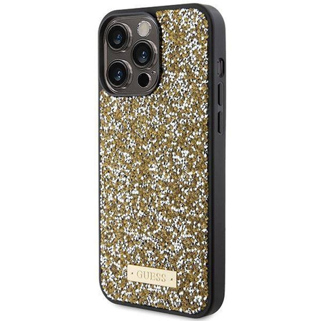 Guess nakładka do iPhone 15 Pro 6,1" GUHCP15LPFGSBSD żółta HC Rhinestone Metal Logo