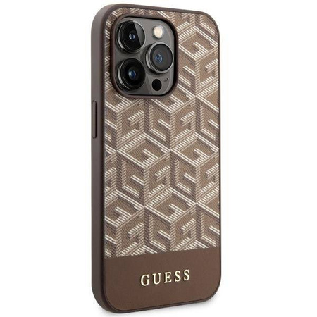 Guess GUHMP14XHGCFSEW iPhone 14 Pro Max 6.7" brown/brown hard case GCube Stripes MagSafe