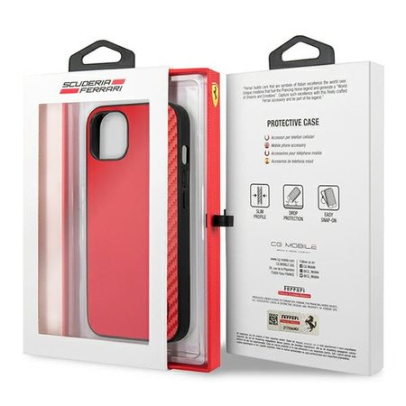 Ferrari FESAXHCP13SRE iPhone 13 mini 5,4" czerwony/red hardcase On Track Carbon Stripe