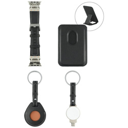 Zestaw akcesoriów 4w1 4smarts Style      portfel MagSafe, ładowarka do Apple Watch, pasek do Apple Watch, etui na AirTag, czarny