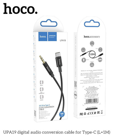 HOCO kabel AUX Audio Jack 3,5mm do Typ C UPA19 1m czarny