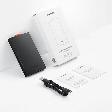 Ugreen kieszeń na dysk HDD SSD obudowa dysku SATA 2,5'' USB 3.2 Gen 1 (5 Gbps) micro USB SuperSpeed + kabel 0,5 m czarny (CM237 60353)