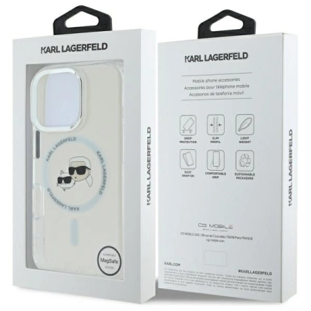 Karl Lagerfeld IML Metal Karl&amp;Choupette Head MagSafe Case for iPhone 16 Pro - White