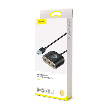 Rozdzielacz HUB 1m USB 3.0 na 3x USB 2.0 + 1x USB 3.0 Baseus Square Round 4 w 1 Adapter (CAHUB-AY01) czarny