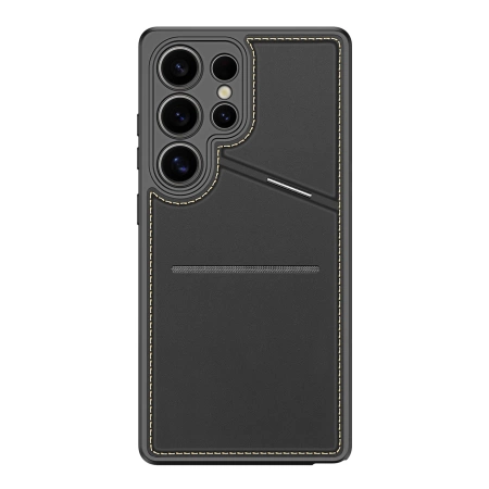 Dux Ducis Rafi II Hülle für Samsung Galaxy S25 Ultra mit Ständer und Geldbörse – Schwarz