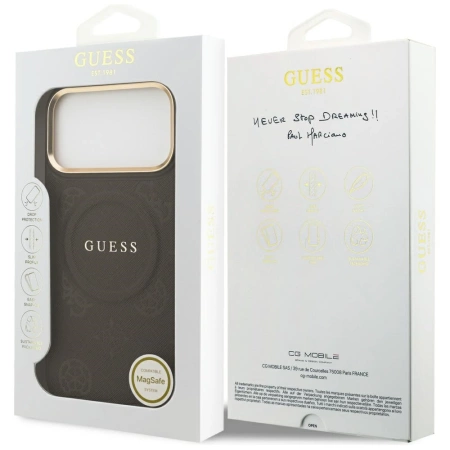 Guess Peony Hot Stamp MagSafe Case für iPhone 17 Pro Max - Braun