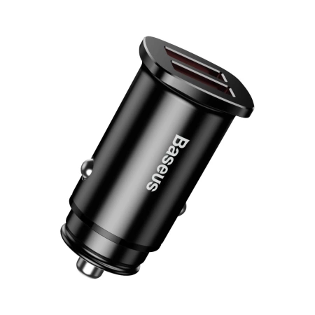 Szybka ładowarka samochodowa 2xUSB Baseus  Square metal A+A 30W  Dual QC 3.0  Quick inteligentna Car Charger czarna CCALL-DS01