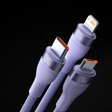 Baseus Flash Series II kabel USB - USB Typ C / Lightning / micro USB 100 W 1,2 m fioletowy (CASS030005)