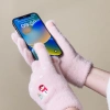 Rękawiczki zimowe do telefonu damskie z bałwankiem i choinką - różowe