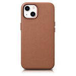 iCarer Case Leather pokrowiec etui z naturalnej skóry do iPhone 14 brązowy (WMI14220705-BN) (kompatybilne z MagSafe)