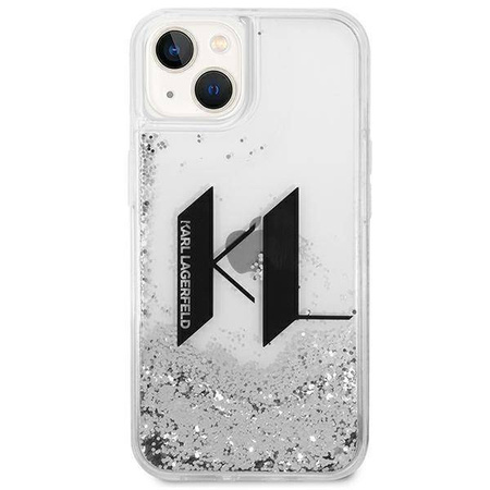 Oryginalne Etui IPHONE 14 Karl Lagerfeld Hardcase Liquid Glitter Big KL srebrne