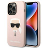 Original Handyhülle IPHONE 14 PRO Karl Lagerfeld Hardcase Silicone Karl`s Head hell-pink