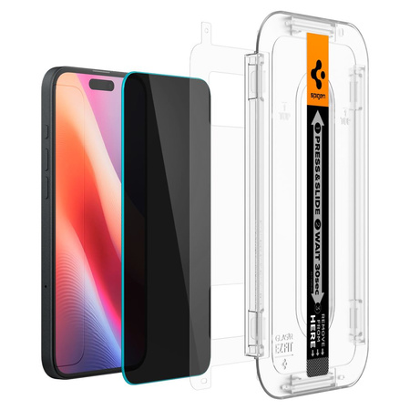 GEHÄRTETES GLAS Spigen GLAS.TR „EZ FIT“ 2ER-PACK IPHONE 15 DATENSCHUTZ
