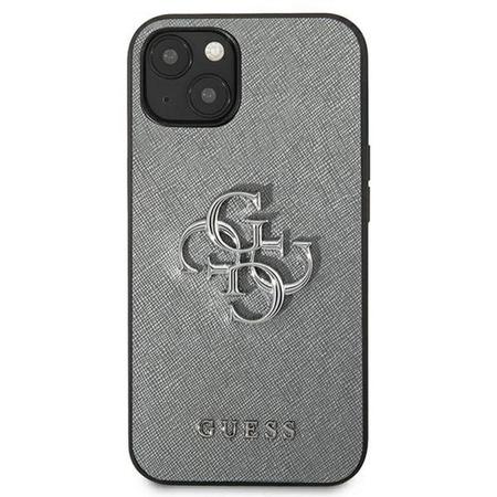 Guess nakładka do iPhone 13 Mini 5,4&quot; GUHCP13SSA4GSGR szary hard case Saffiano 4G Metal Logo