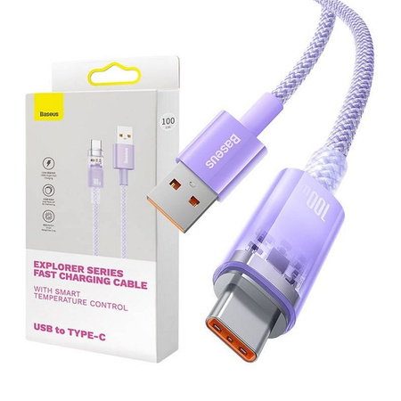 BASEUS kabel USB A do Typ C PD 100W Explorer CATS010405 1 m fioletowy