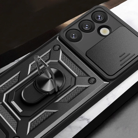 Hybrid Armor Camshield mit Ständer und Kameraabdeckung für Nothing Phone (3a) 5G - Schwarz