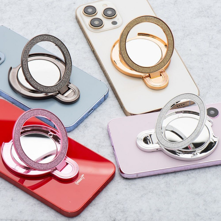 Stojak na telefon CIRCLE MIRROR - naklejany - czarny