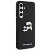 Original Handyhülle SAMSUNG GALAXY S24 FE Karl Lagerfeld Hardcase Monogram Karl&Choupette Head Pin (KLHCS24FEPGKLKCPK) schwarz