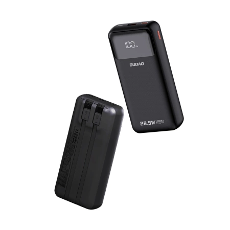 Dudao K15Pro Power Bank 20000mAh 22.5W PD USB-C / USB-A / Built-in Lightning and USB-C Cables - Black