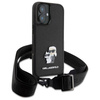Original Case IPHONE 16 Karl Lagerfeld Hardcase Saffiano Karl&Choupette Metal Pin CBDY Strap (KLHCP16SSAKCPBK) black
