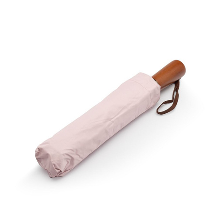 Automatyczny składany parasol z drewnianą rączką 10-ramienny XXL 115 cm różowy