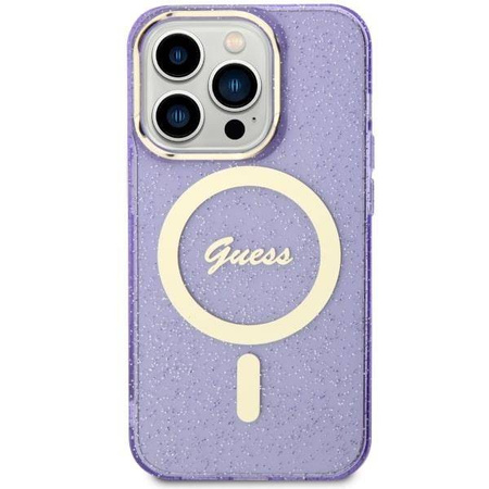 Guess GUHMP14LHCMCGU iPhone 14 Pro 6.1" purple/purple hardcase Glitter Gold MagSafe