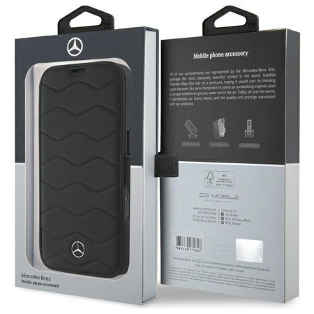 Original Case IPHONE 16 PRO MAX Mercedes Hardcase MB Waves Leather (MEBKP16X23RWRSK) black