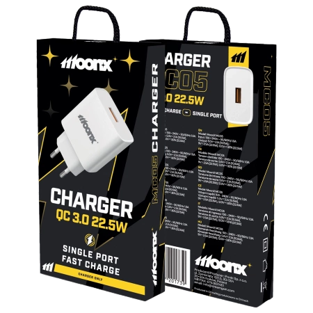 MOONX Netz-Ladegerät MC05 22,5W 1xUSB QC3.0 weiss