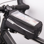 Wodoodporna torba rowerowa z uchwytem na telefon czarna