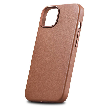 iCarer Case Leather genuine leather case for iPhone 14 Plus braun () (MagSafe compatible)