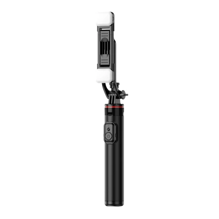 Selfie Stick WC12YDS Teleskopstativ 1,3 m aus Aluminiumlegierung mit Dual-Licht und Telefonhalter – Schwarz