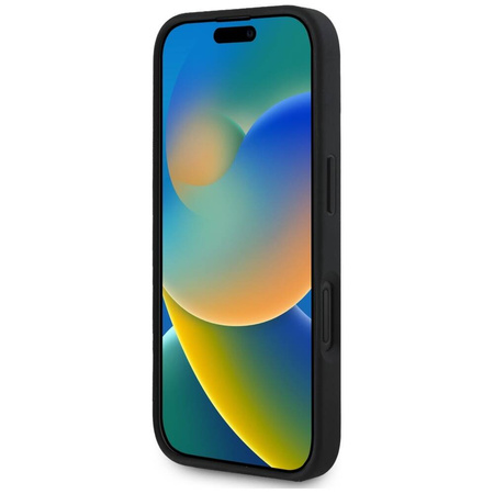 Schutzhülle IPHONE 16 Guess Grained Big 4G Logo Small Classic Logo schwarz