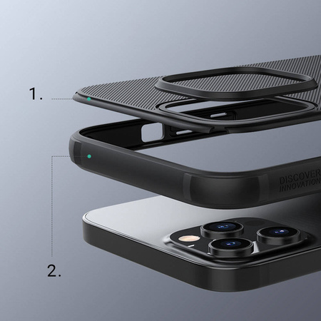 Nillkin Super Frosted Shield wzmocnione etui pokrowiec + podstawka iPhone 13 Pro niebieski