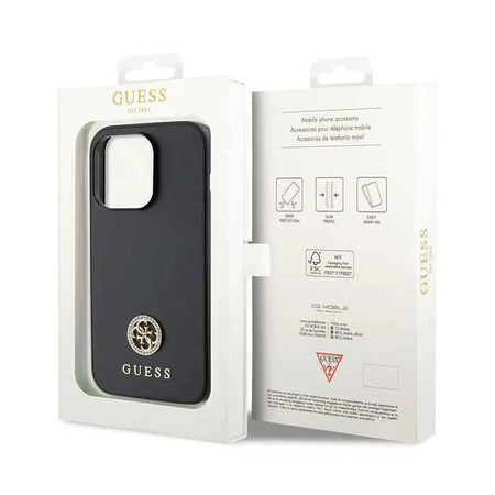 Original Handyhülle IPHONE 13 PRO Guess 4G Strass Metal Logo (GUHCP13LPS4DGPK) schwarz