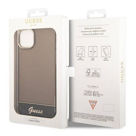 Oryginalne Etui IPHONE 14 PLUS Guess Hardcase Translucent czarne