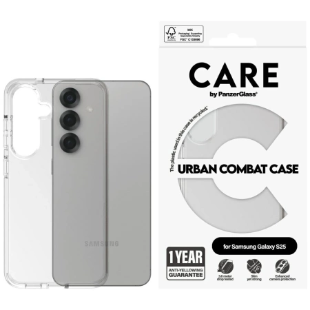 Etui CARE by PanzerGlass Flagship Urban Combat do Samsung Galaxy S25 - przezroczysty