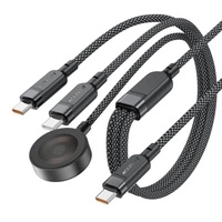 Acefast C6-11 USB-C 3in1 Kabel - 2x USB-C / Qi 480Mb/s 100W 1.2m - schwarz