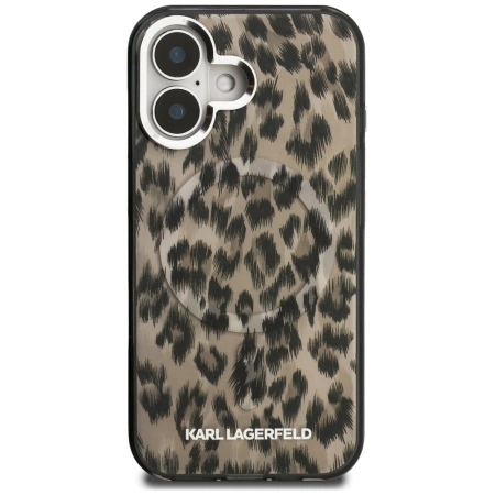 Etui Karl Lagerfeld IML Leopard Pattern MagSafe do iPhone 16 - brązowe
