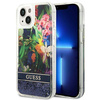Case IPHONE 14 PLUS Guess Hardcase Flower Liquid Glitter blue
