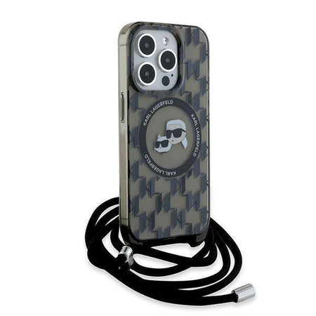 Karl Lagerfeld KLHMP15XHCKCKLCK iPhone 15 Pro Max 6.7" czarny/black hardcase IML Crossbody Monogram Karl & Choupette Head MagSafe