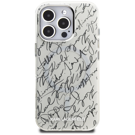 Karl Lagerfeld IML Karl Script Pattern MagSafe - Etui iPhone 16 Pro Max (biały)