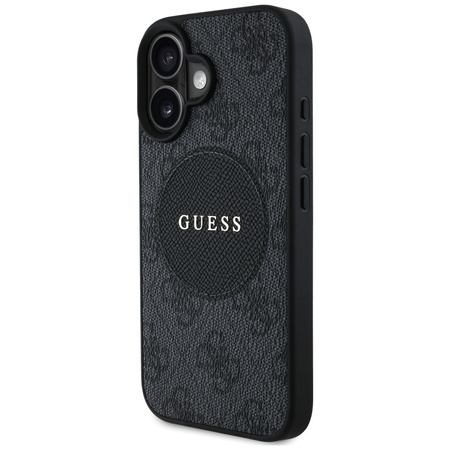 Original Handyhülle IPHONE 16 Guess 4G Circle Classic Logo MagSafe schwarz