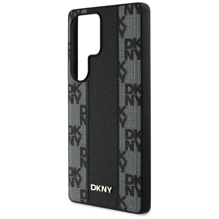 DKNY Leather Checkered Pattern MagSafe-Hülle für Samsung Galaxy S25 Ultra schwarz