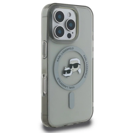 Karl Lagerfeld IML Metal Karl&amp;Choupette Head MagSafe Hülle für iPhone 16 Pro - Schwarz