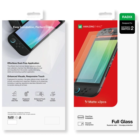 AmazingThing Radix Matte Glass for Nintendo Switch 2 (2 pcs.)
