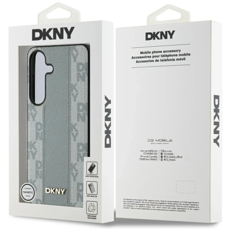 DKNY Leather Checkered Pattern MagSafe-Hülle für Samsung Galaxy S25 Taupe